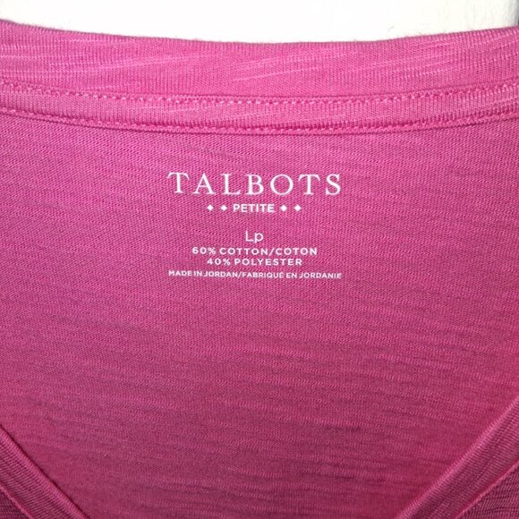 Talbots Cotton Blend Slub Knit Short Sleeve Tee NWT Sz LP Pink - Picture 2 of 4